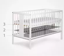La Bebe™ Kids Wood Cot Tomi 18 Art.92456 White  Vaikiška medinė lovelė 120x60 cm